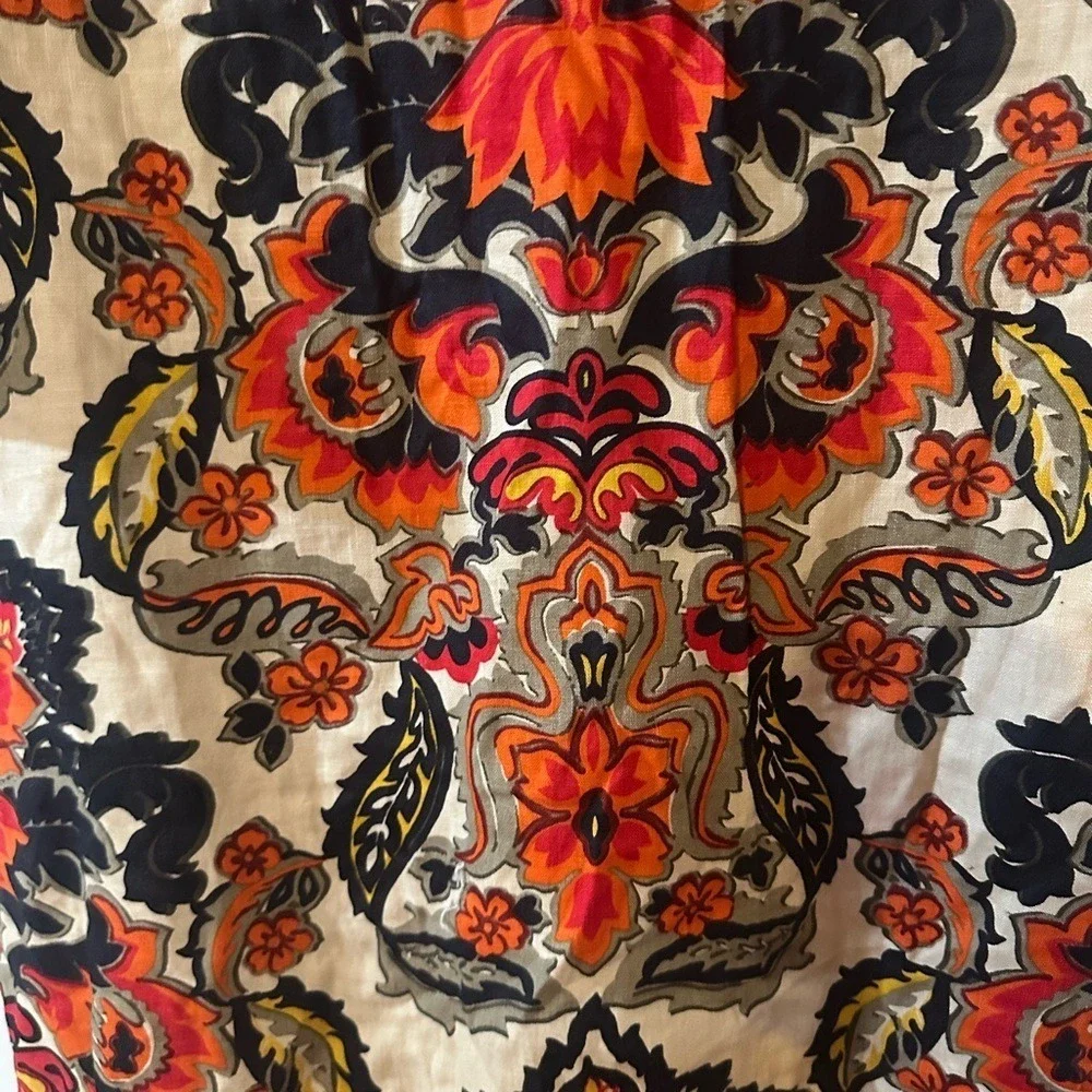J‎ Crew Dress 100% Linen Floral Shift Dress with Pockets. Size 4.